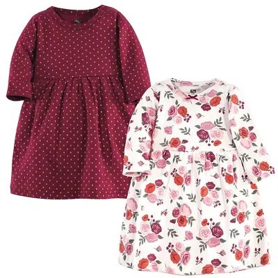 Hudson Baby Infant and Toddler Girl Cotton Long-Sleeve Dresses 2pk, Fall Floral, Toddler Girl's, Size: 0-3 Months, Med Pink