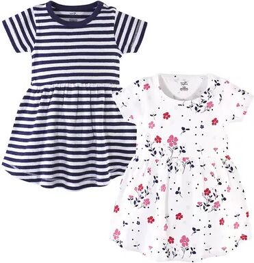 Touched by Nature Baby and Toddler Girl Organic Cotton Short-Sleeve Dresses 2pk, Floral Breeze, Toddler Girl's, Size: 9-12Months, Brt Blue