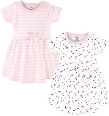 Touched by Nature Baby and Toddler Girl Organic Cotton Short-Sleeve Dresses 2pk, Tiny Flowers, Toddler Girl's, Size: 5T, Med Pink