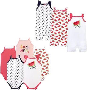 Hudson Baby Infant Girl Cotton Bodysuits and Rompers, 8-Piece, Watermelon, 12-18 Months, Infant Girl's, Size: 6-9 Months, Brt Red