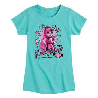 Licensed Character Girls 7-16 Monster High Draculara Graphic Tee, Girl's, Size: Large (10/12), Turquoise/Blue