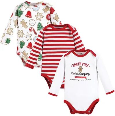 Touched by Nature Unisex Baby Organic Cotton Long-Sleeve Bodysuits, Christmas Cookies, Infant Unisex, Size: 3-6 Months, Brt Red