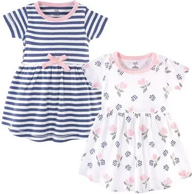 Touched by Nature Baby and Toddler Girl Organic Cotton Short-Sleeve Dresses 2pk, Rose and Berries, Toddler Girl's, Size: 5T, Brt Blue