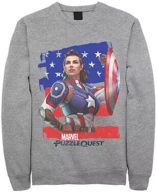 Licensed Character Juniors' Marvel Puzzle Quest Captain America Peggy Fleece, Girl's, Size: Medium, Grey