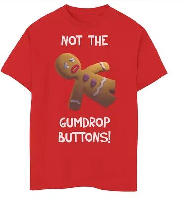 Licensed Character Boys 8-20 Shrek Gingerbread Man Not The Gumdrop Buttons Tee, Boy's, Size: XS, Red