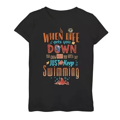 Licensed Character Girls 7-16 Disney/Pixar's Finding Dory When Down Keep Swimming Life Quote Tee, Girl's, Size: Large, Black