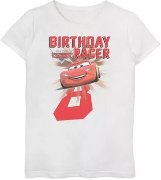 Licensed Character Girls 7-16 Disney/Pixar's Cars 8th Birthday Racer McQueen Tee, Girl's, Size: Large, White