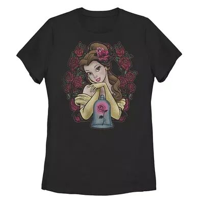 Disney Juniors' Disney Beauty And The Beast Belle Roses Tee, Girl's, Size: XL, Black