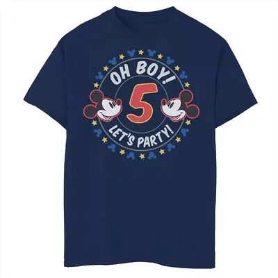 Disney s Mickey & Friends Boys 8-20 Oh Boy Let's Party 5th Birthday Graphic Tee, Boy's, Size: XL, Blue