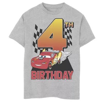 Disney / Pixar Cars Boys 8-20 Lightning McQueen 4th Birthday Peel Out Graphic Tee, Boy's, Size: Small, Med Grey