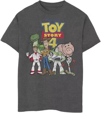 Disney / Pixar Toy Story 4 Boys 8-20 New Group Shot Movie Logo Poster Graphic Tee, Boy's, Size: Large, Dark Grey