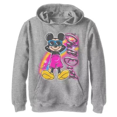 Disney s Mickey Mouse & Friends Boys 8-20 Mickey Relaxing Airbrush Pullover Graphic Hoodie, Boy's, Size: Small, Med Grey