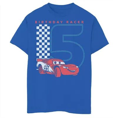 Disney / Pixar Cars Boys 8-20 5th Birthday Racer McQueen Graphic Tee, Boy's, Size: XL, Med Blue