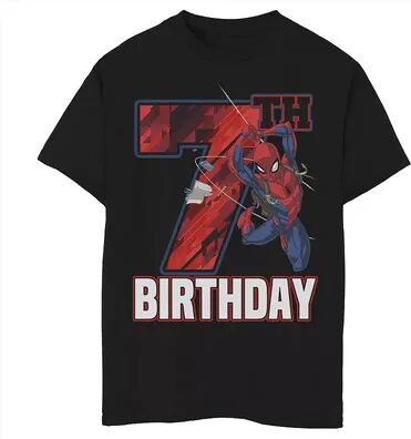 Marvel Boys 8-20 Marvel Spider-Man Web Swing 7th Birthday Graphic Tee, Boy's, Size: Large, Black