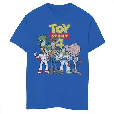 Disney / Pixar Toy Story 4 Boys 8-20 New Group Shot Movie Logo Poster Graphic Tee, Boy's, Size: Large, Med Blue