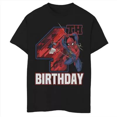 Marvel Boys 8-20 Marvel Spider-Man Web Swing 4th Birthday Graphic Tee, Boy's, Size: XL, Black