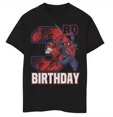 Marvel Boys 8-20 Marvel Spider-Man Web Swing 3rd Birthday Graphic Tee, Boy's, Size: Small, Black