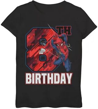 Marvel Girls 7-16 Marvel Spider-Man Web Swing 8th Birthday Graphic Tee, Girl's, Size: Large, Black