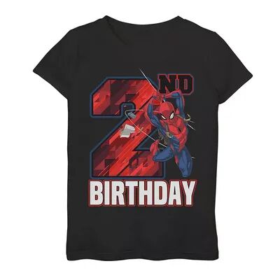 Marvel Girls 7-16 Marvel Spider-Man Web Swing 2nd Birthday Graphic Tee, Girl's, Size: Medium, Black