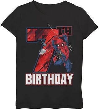 Marvel Girls 7-16 Marvel Spider-Man Web Swing 7th Birthday Graphic Tee, Girl's, Size: XL, Black