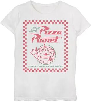 Disney / Pixar's Toy Story Girls 7-16 Alien Pizza Planet Box Art Graphic Tee, Girl's, Size: Medium, White