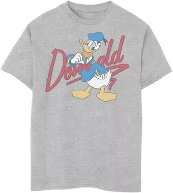 Disney s Donald Duck Boys 8-20 Red Cursive Text Logo Portrait Tee, Boy's, Size: Small, Grey