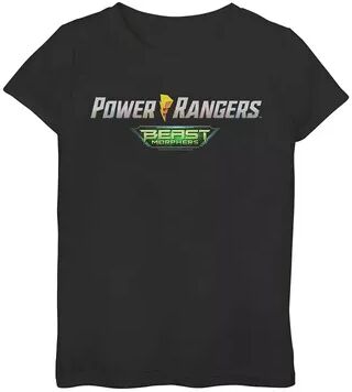 Licensed Character Girls 7-16 Power Rangers Beast Morphers Logo Tee, Girl's, Size: XL, Black