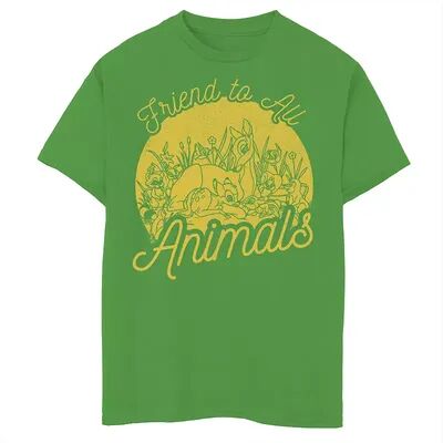 Disney Boys 8-20 Disney Bambi Friend To All Animals Graphic Tee, Boy's, Size: Large, Green