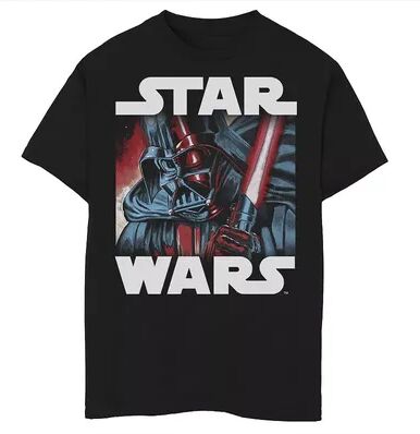 Star Wars Boys 8-20 Star Wars Darth Vader Saber Up Close & Personal Graphic Tee, Boy's, Size: XL, Black