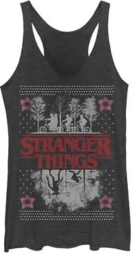 Licensed Character Juniors' Netflix Stranger Things Ugly Christmas Sweater Style Graphic Tank, Girl's, Size: Medium, Oxford