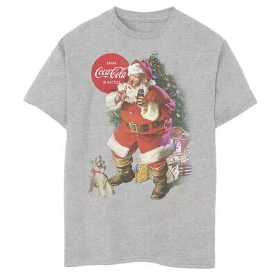 Licensed Character Boys 8-20 Coca-Cola Santa Claus Christmas Logo Graphic Tee, Boy's, Size: XL, Grey