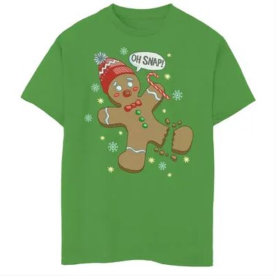 Licensed Character Boys 8-20 Gingerbread Man Oh Snap Christmas Graphic Tee, Boy's, Size: XS, Green