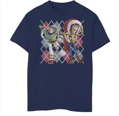 Disney / Pixar's Toy Story Boys 8-20 Woody & Buzz Holiday Portrait Graphic Tee, Boy's, Size: Small, Blue