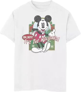 Disney s Mickey Mouse Boys 8-20 Mouse Oh Boy It's The Holidays Christmas Graphic Tee, Boy's, Size: XS, White