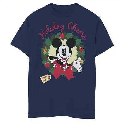 Disney s Mickey Mouse & Friends Boys 8-20 Christmas Holiday Cheers From Son Graphic Tee, Boy's, Size: Large, Blue
