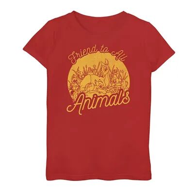 Disney s Bambi Girls 7-16 Friend To All Animals Graphic Tee, Girl's, Size: Small, Red