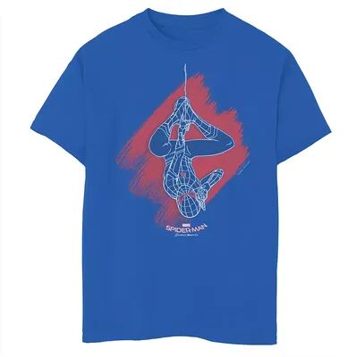 Marvel Boys 8-20 Marvel Spider-Man Homecoming Upside Down Web Graphic Tee, Boy's, Size: XL, Med Blue