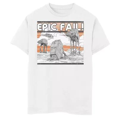 Star Wars Boys 8-20 Star Wars AT-AT Walker Epic Fail Meme Graphic Tee, Boy's, Size: Large, White