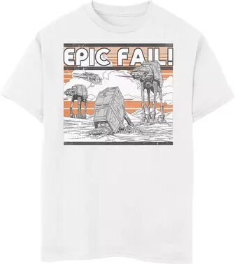 Star Wars Boys 8-20 Star Wars AT-AT Walker Epic Fail Meme Graphic Tee, Boy's, Size: Medium, White