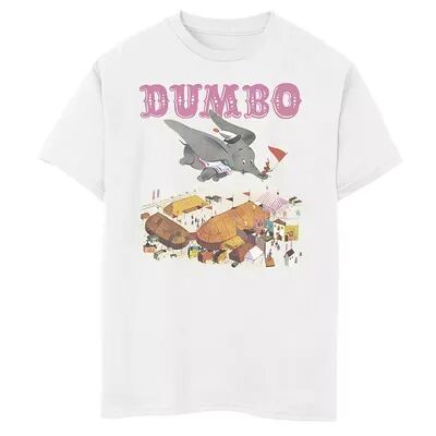 Disney s Dumbo Boys 8-20 Vintage Story Book Style Flying Portrait Graphic Tee, Boy's, Size: Medium, White