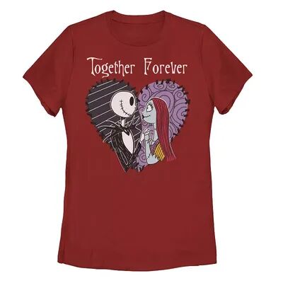 Disney Juniors' Disney The Nightmare Before Christmas Jack & Sally Together Graphic Tee, Girl's, Size: Medium, Red
