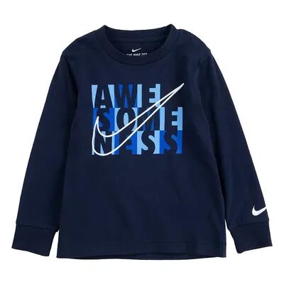Nike Toddler Boy Nike Awesomeness Logo Long Sleeve T-Shirt, Toddler Boy's, Size: 4T, Med Blue