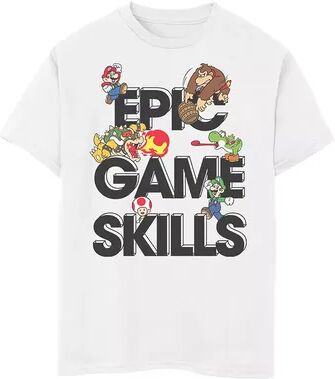 Licensed Character Boys 8-20 Nintendo Super Mario Epic Game Skills Character Collage Tee, Boy's, Size: XL, White