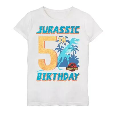 Licensed Character Girls 3-16 Jurassic Park 5th Birthday T-Rex Tee, Girl's, Size: Small, White