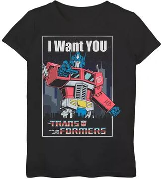 Licensed Character Girls 7-16 Transformers Optimus Prime I Want You Tee, Girl's, Size: Large, Black