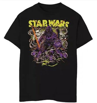 Star Wars Boys 8-20 Star Wars Darth Vader Comic Book Style Portrait Graphic Tee, Boy's, Size: XS, Black