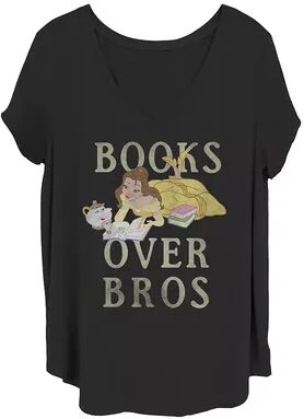 Licensed Character Juniors' Plus Beauty & The Beast Books Over Bros Tee, Girl's, Size: 1XL, Black