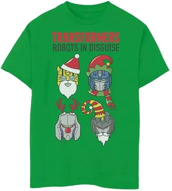 Licensed Character Boys 8-20 Transformers Christmas Robots In Disguise Tee, Boy's, Size: Small, Green