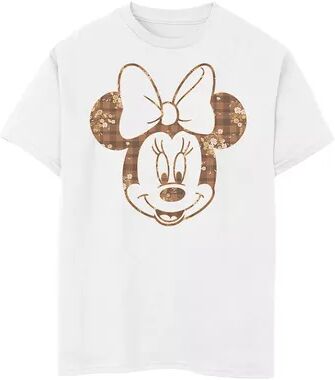 Disney s Mickey Mouse & Friends Boys 8-20 Minnie Floral Plaid Fill Graphic Tee, Boy's, Size: Medium, White