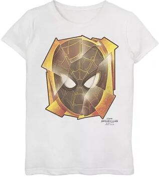 Marvel Girls 7-16 Marvel Spider-Man No Way Home Shattered Mask Pieces Graphic Tee, Girl's, Size: Medium, White